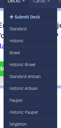 甲板提交现在开放•MTG竞技场区