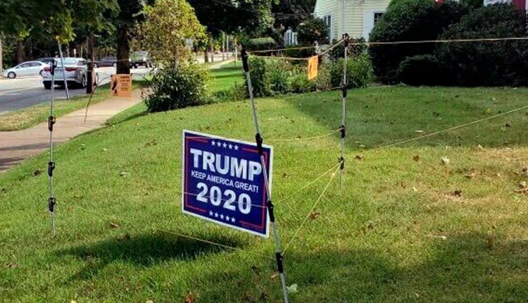 马萨诸塞州一名男子受够了盗窃，在特朗普竞选标语周围建造电力栅栏| FOX 4堪萨斯城WDAF-TV